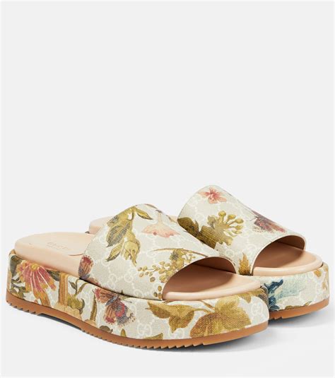 floral gucci slides women's|gucci floral platform slides.